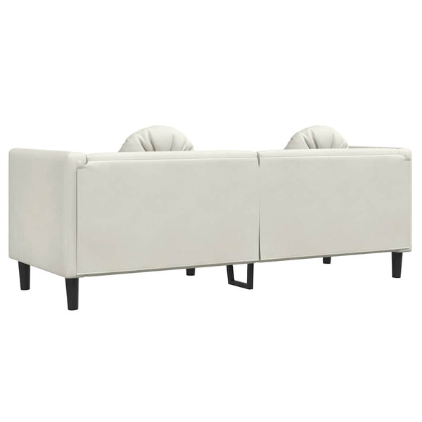 3-Sitzer Sofa Creme Samt mit Kissen
