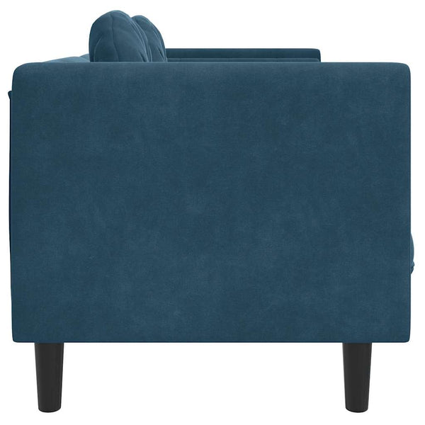 Blaues Samt Sofa 3-Sitzer mit Kissen