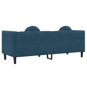 Blaues Samt Sofa 3-Sitzer mit Kissen