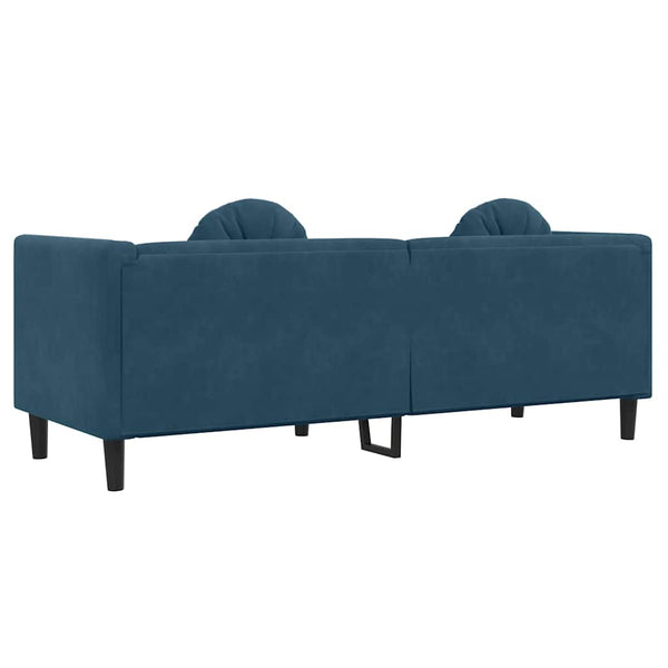 Blaues Samt Sofa 3-Sitzer mit Kissen