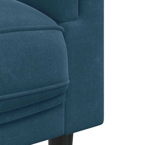 Blaues Samt Sofa 3-Sitzer mit Kissen