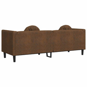 3-Sitzer Sofa Braun Kunstleder Wildleder-Optik