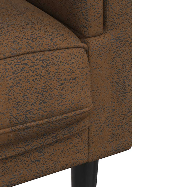 3-Sitzer Sofa Braun Kunstleder Wildleder-Optik