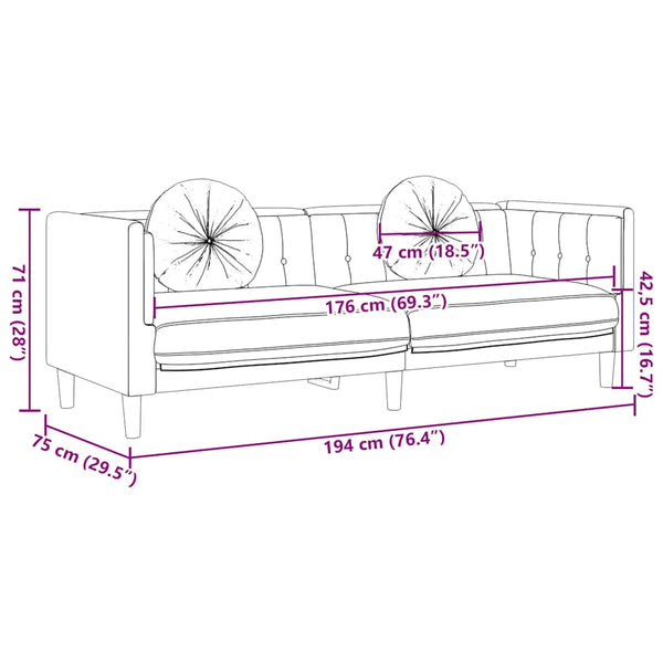 3-Sitzer Sofa Braun Kunstleder Wildleder-Optik
