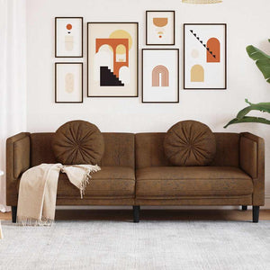3-Sitzer Sofa Braun Kunstleder Wildleder-Optik