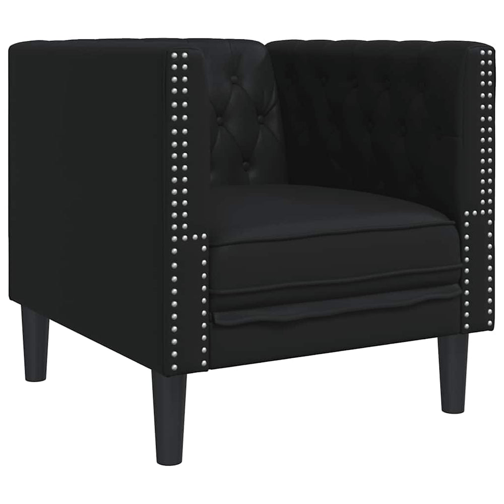 vidaXL Chesterfield Armchair Black Faux Leather