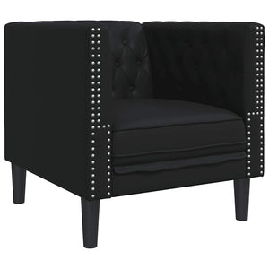vidaXL Fauteuil Chesterfield noir en similicuir