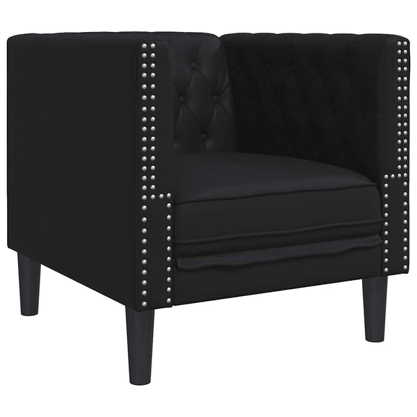 vidaXL Fauteuil Chesterfield noir en similicuir