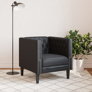 vidaXL Fauteuil Chesterfield noir en similicuir