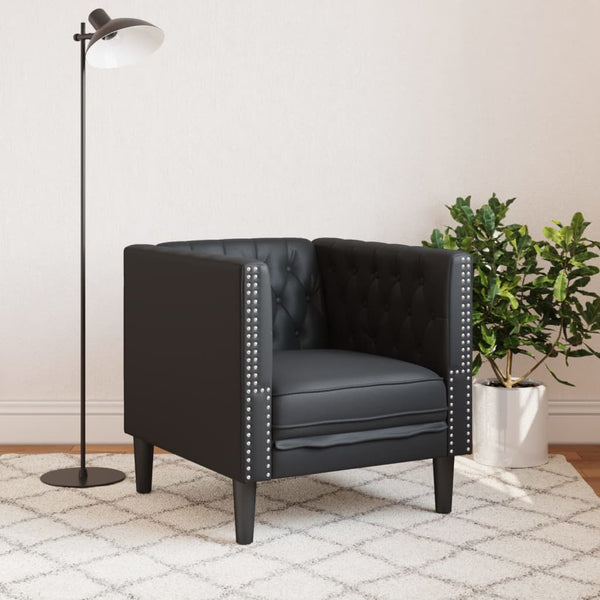 vidaXL Fauteuil Chesterfield noir en similicuir