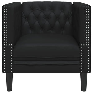 vidaXL Fauteuil Chesterfield noir en similicuir