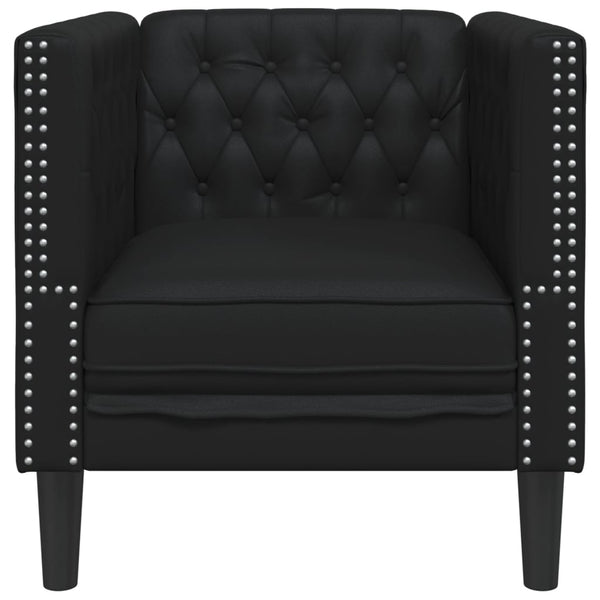 vidaXL Fauteuil Chesterfield noir en similicuir