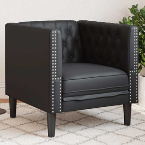 vidaXL Fauteuil Chesterfield noir en similicuir