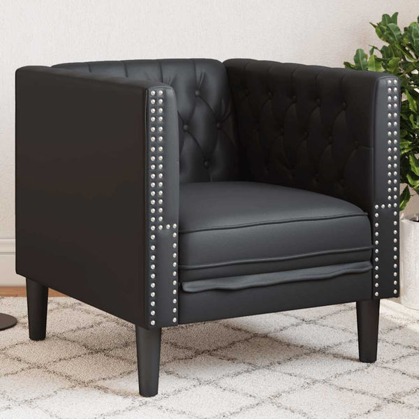 vidaXL Fauteuil Chesterfield noir en similicuir