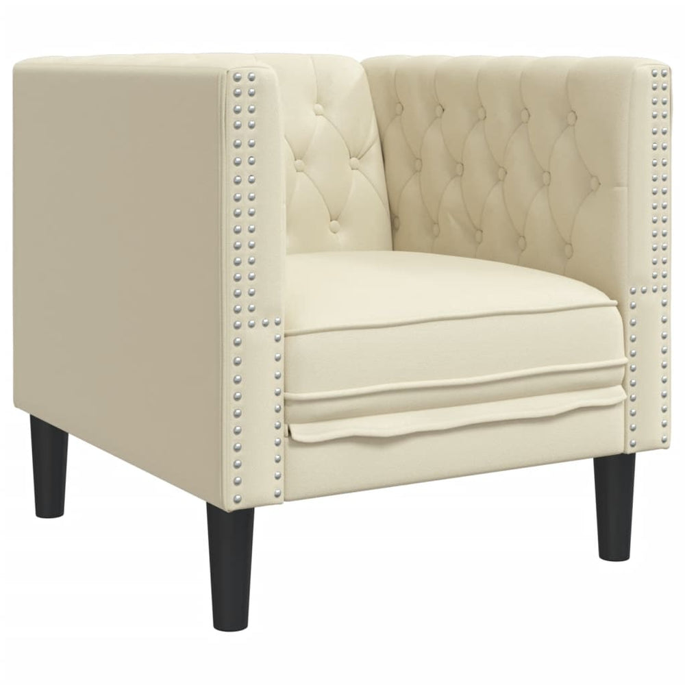 vidaXL Chesterfield Armchair Cream Faux Leather