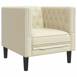 vidaXL Fauteuil Chesterfield crème en similicuir