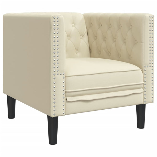 vidaXL Fauteuil Chesterfield crème en similicuir