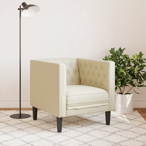 vidaXL Fauteuil Chesterfield crème en similicuir