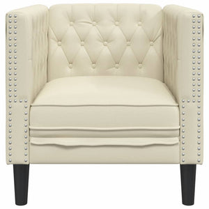 vidaXL Fauteuil Chesterfield crème en similicuir