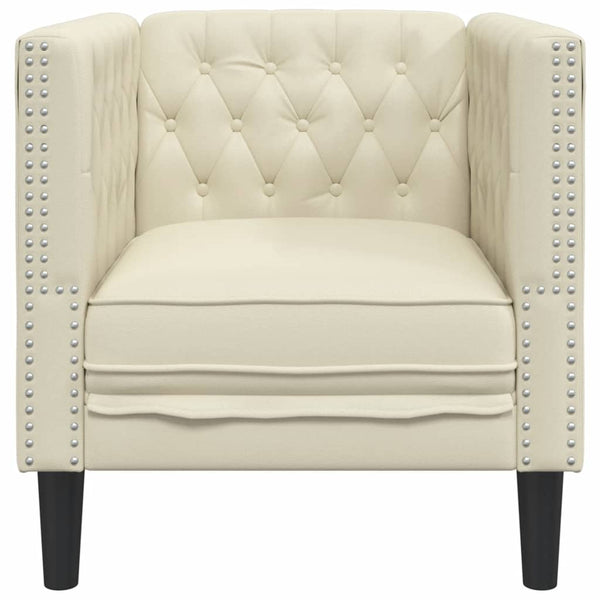 vidaXL Fauteuil Chesterfield crème en similicuir