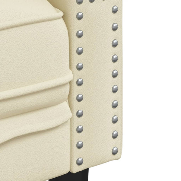 vidaXL Fauteuil Chesterfield crème en similicuir