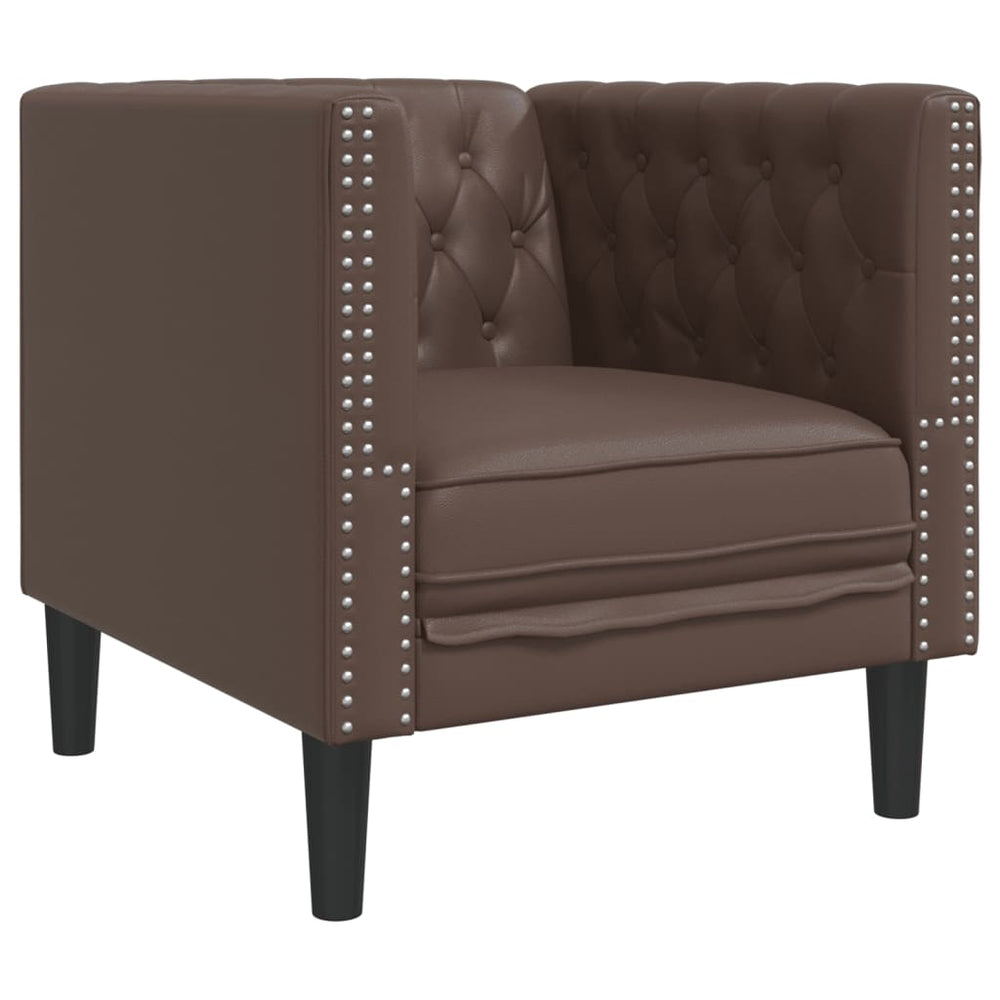 vidaXL Chesterfield Armchair Brown Faux Leather
