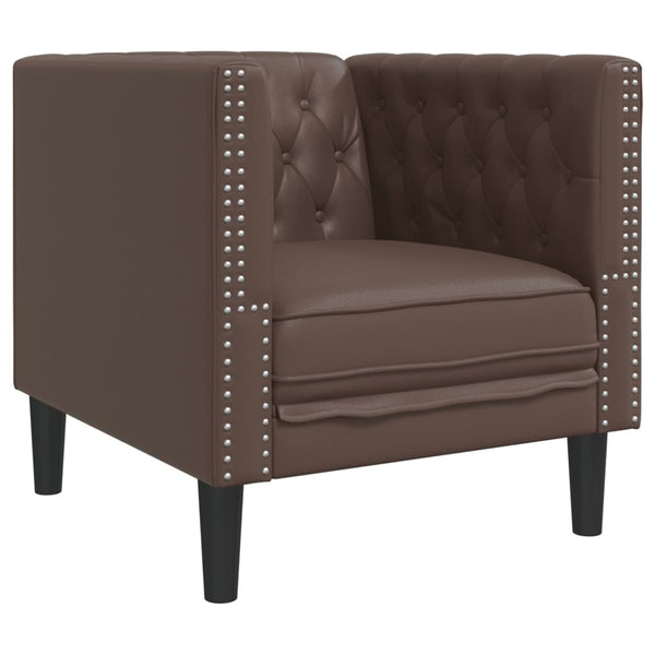 Chesterfield Sessel Braun Kunstleder