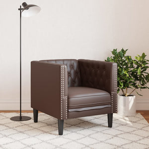 Chesterfield Sessel Braun Kunstleder
