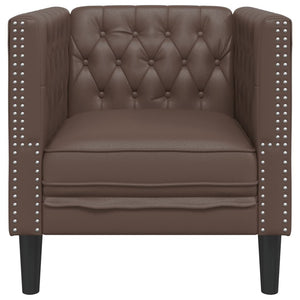 Chesterfield Sessel Braun Kunstleder