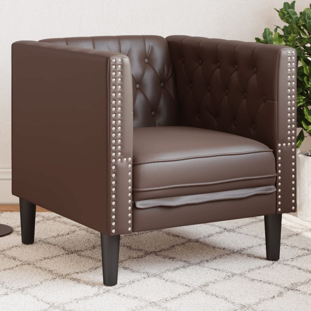 vidaXL Chesterfield Armchair Brown Faux Leather