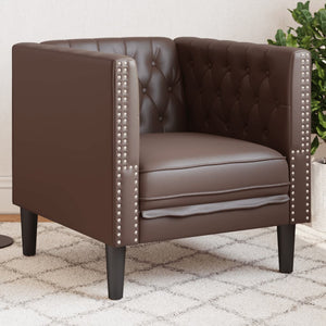 Chesterfield Sessel Braun Kunstleder