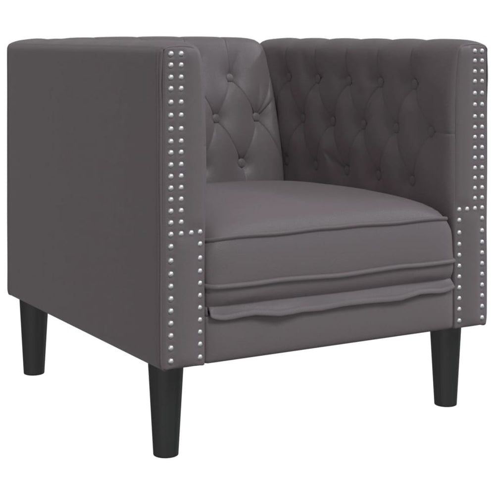 vidaXL Chesterfield Armchair Grey Faux Leather