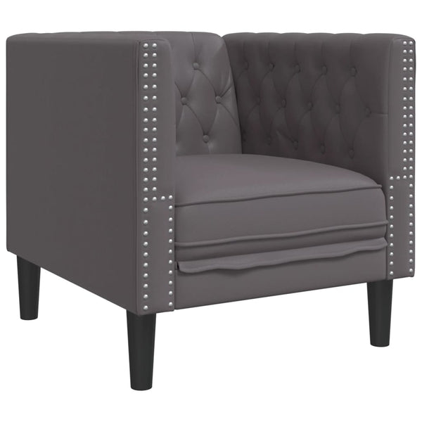 vidaXL Chesterfield Armchair Grey Faux Leather