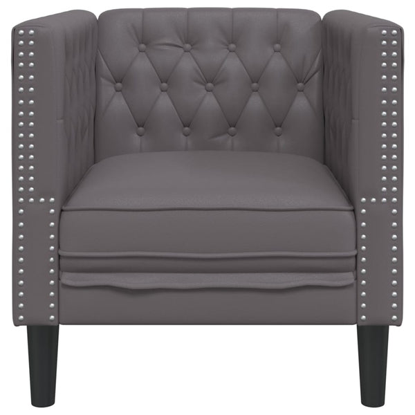 vidaXL Chesterfield Armchair Grey Faux Leather