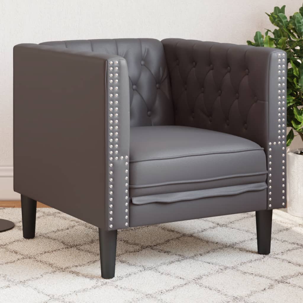 vidaXL Chesterfield Armchair Grey Faux Leather