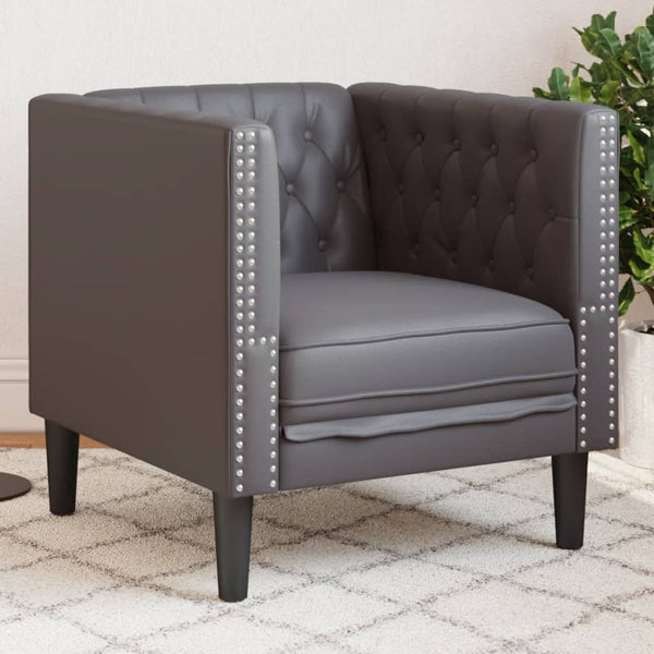 vidaXL Chesterfield Armchair Grey Faux Leather