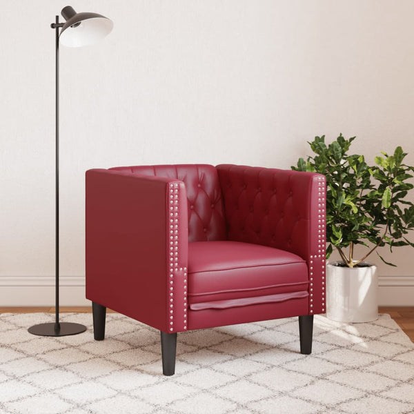 vidaXL Fauteuil Chesterfield Rouge Bordeaux Similicuir