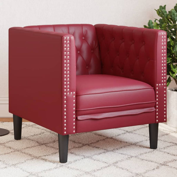 vidaXL Fauteuil Chesterfield Rouge Bordeaux Similicuir