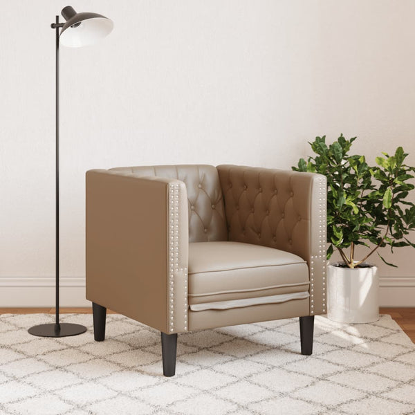 Chesterfield Sessel Cappuccino Kunstleder