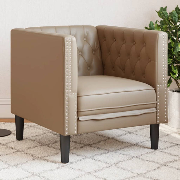 Chesterfield Sessel Cappuccino Kunstleder