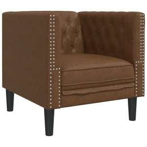 Chesterfield Sessel Braun Wildleder-Optik