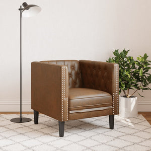 Chesterfield Sessel Braun Wildleder-Optik