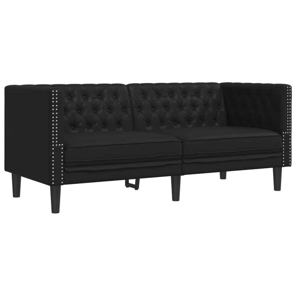 Chesterfield Sofa 2-Sitzer Schwarz Kunstleder