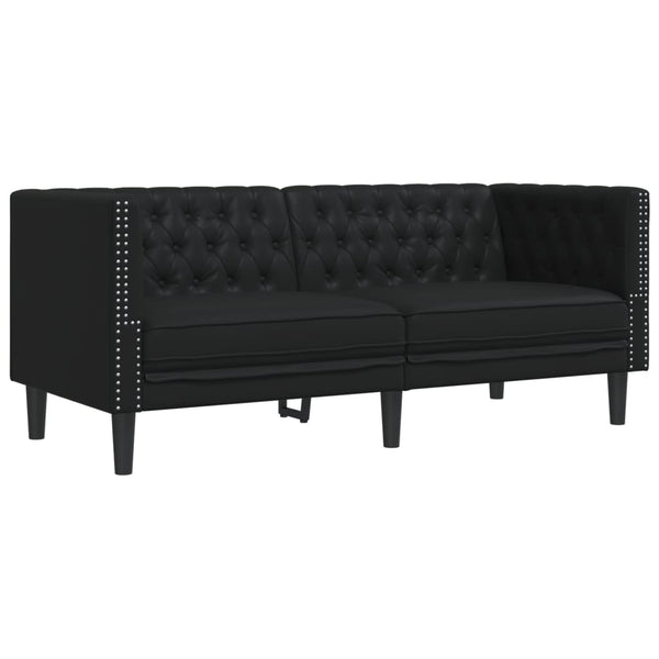 vidaXL Canapé Chesterfield 2 places Similicuir Noir