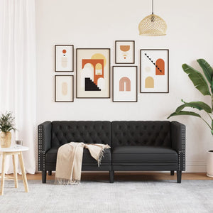 vidaXL Canapé Chesterfield 2 places Similicuir Noir