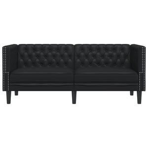 vidaXL Canapé Chesterfield 2 places Similicuir Noir