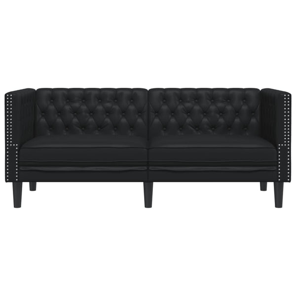 vidaXL Canapé Chesterfield 2 places Similicuir Noir