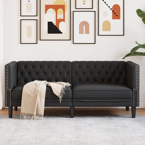 vidaXL Canapé Chesterfield 2 places Similicuir Noir