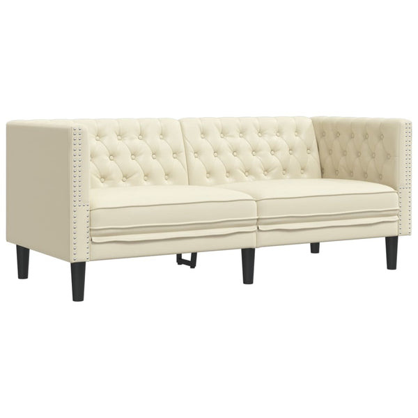 Chesterfield Sofa 2-Sitzer Creme Kunstleder