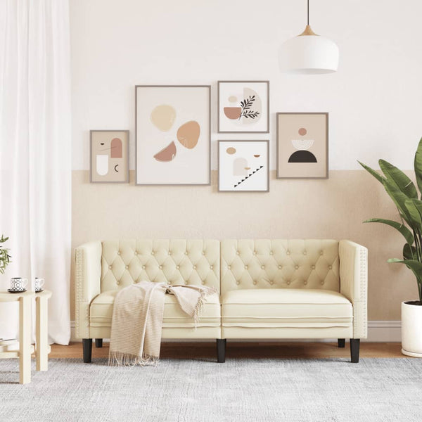 Chesterfield Sofa 2-Sitzer Creme Kunstleder